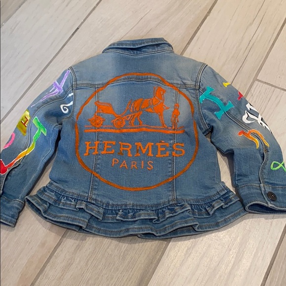 Other - 🎉HP🎉 Custom HERMÉS-themed denim jacket 2T